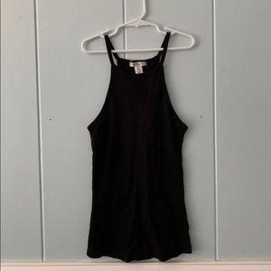 black ribbed halter